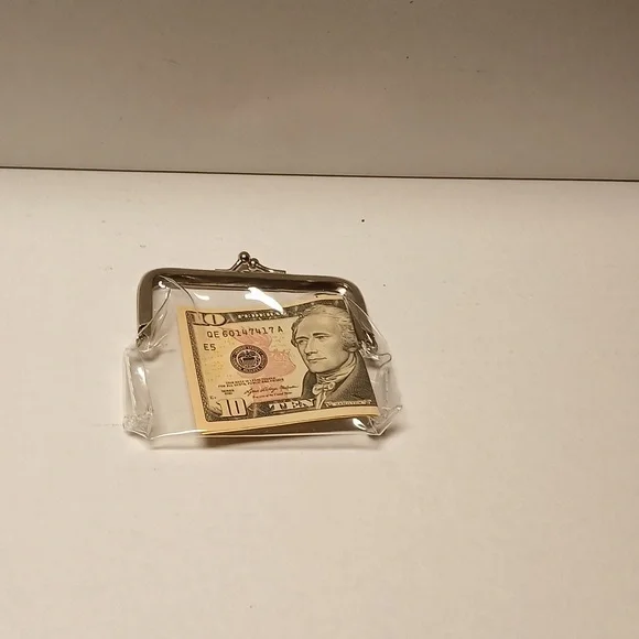 Clear Coin Purse with Silver color Frame Kiss lock NIP - Picture 4 of 5